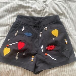 Embellished Black Women's Shorts